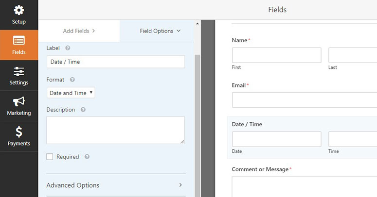 Form field settings