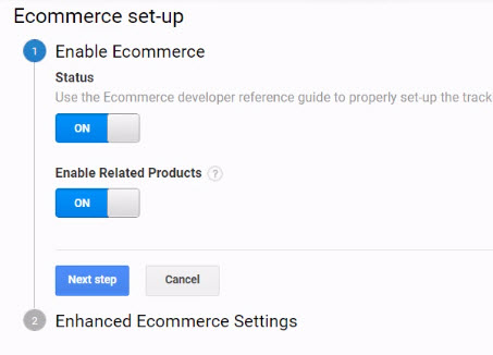 Enable ecommerce settings