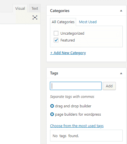 categories and tags- classic editor