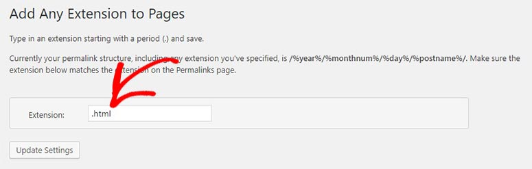 Add HTML extension to pages