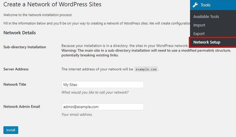 Network setup