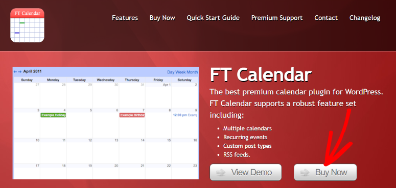 FT Calendar homepage