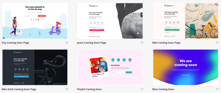 coming soon page template options