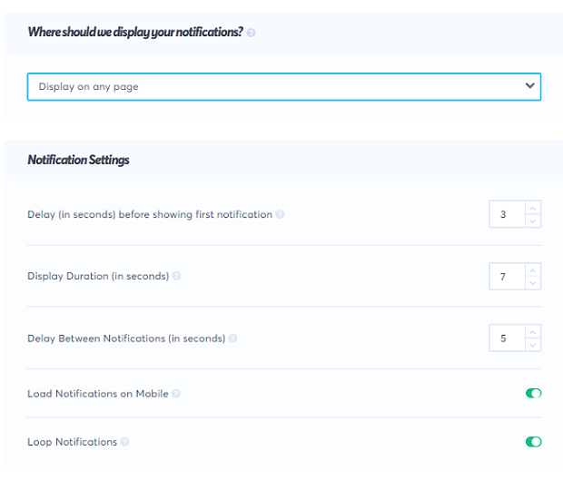 notification setting rules, trustpulse rules