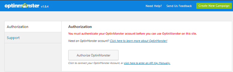 authorize optinmonster