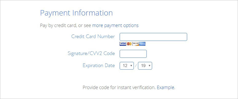 Bluehost Payment Information