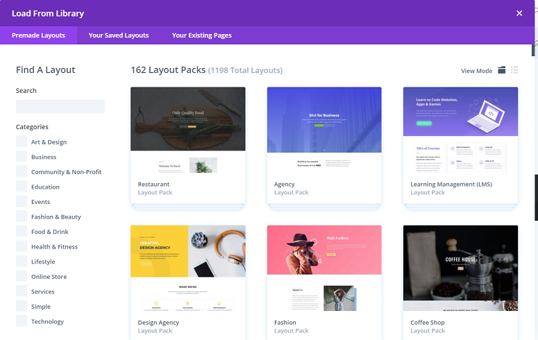 divi pre-built layout