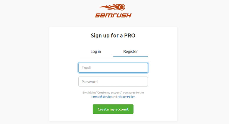 Signup SEMRush