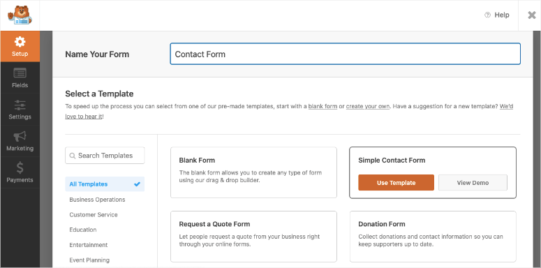 wpforms simple contact form