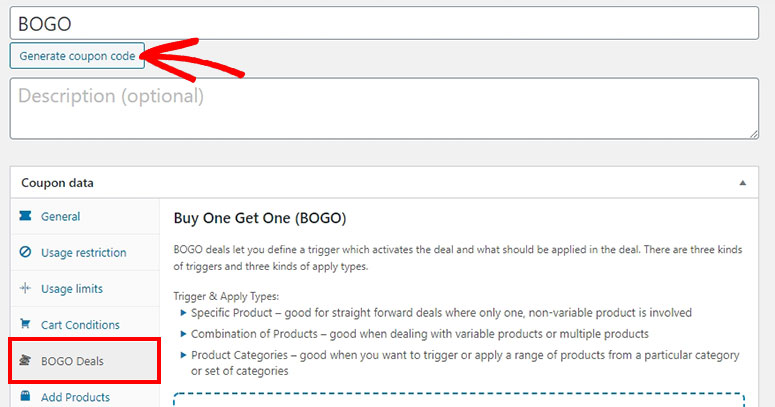 Bogo Deals and Generate Coupon Code