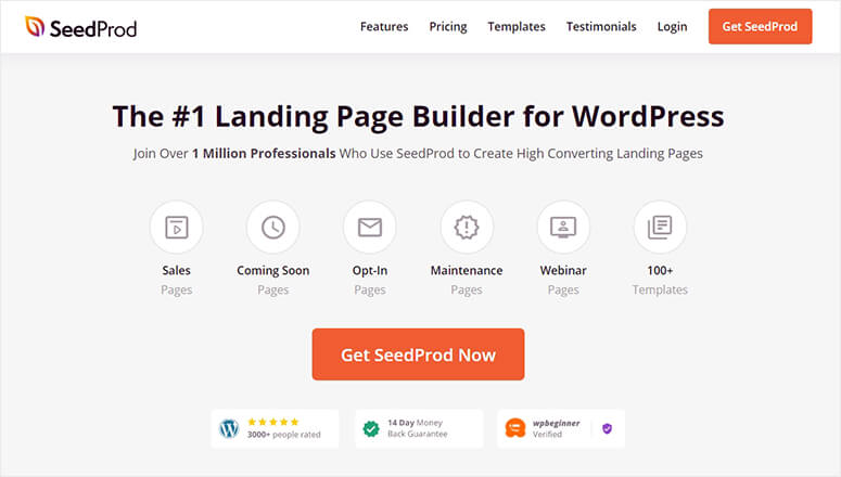 SeedProd landing page builder for WordPress