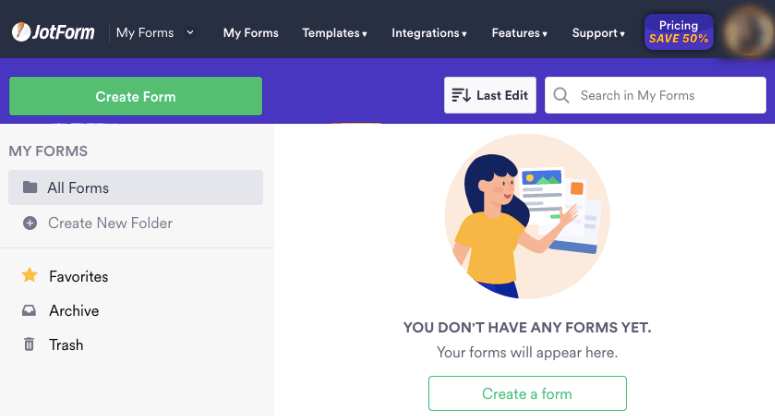 create form with jotforms