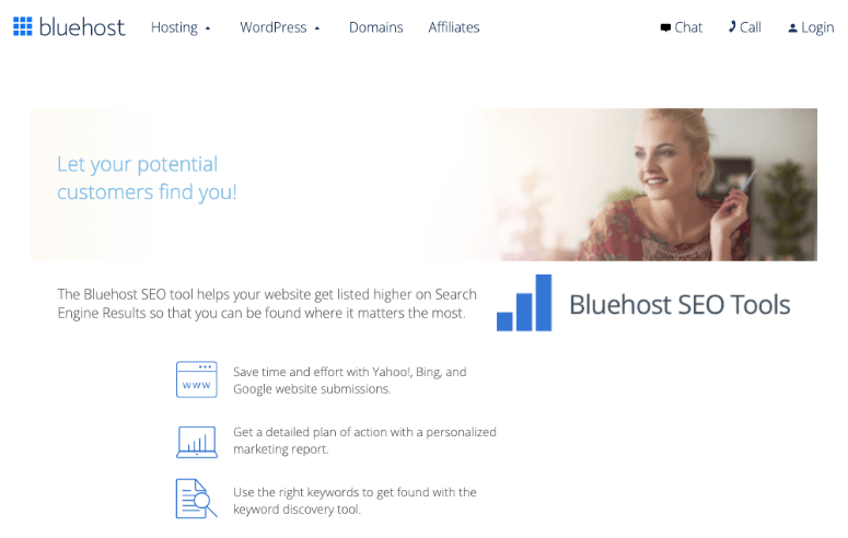 Bluehost seo tools homepage