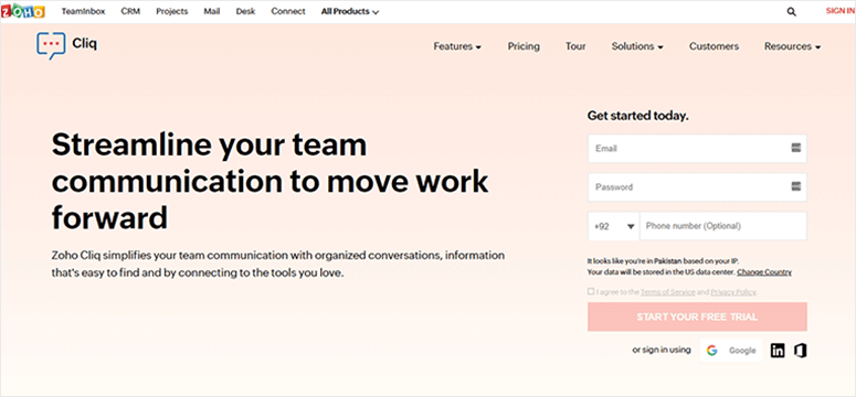 Zoho Cliq - IsItWP - Detetor de temas WordPress gratuito Zoho Cliq