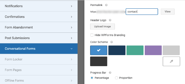 conversational form customize