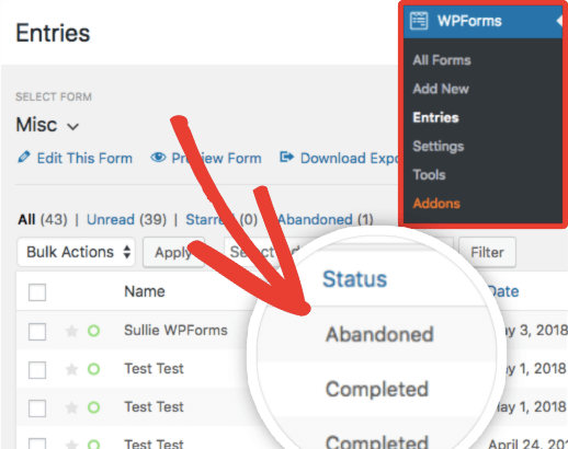 form abandonment entries