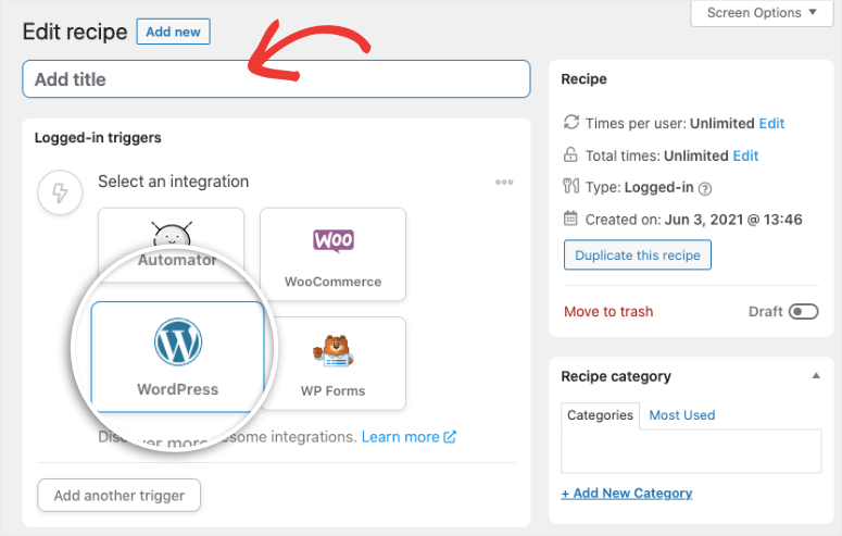 add title select wordpress integration