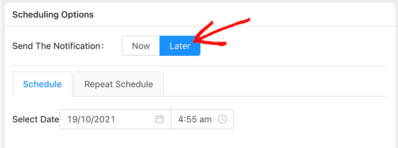 Schedule notification