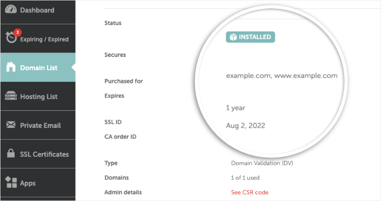 domain ssl validity