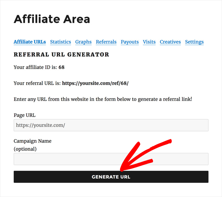 referral url generator affiliatewp