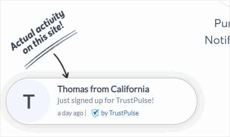 trustpulse notification