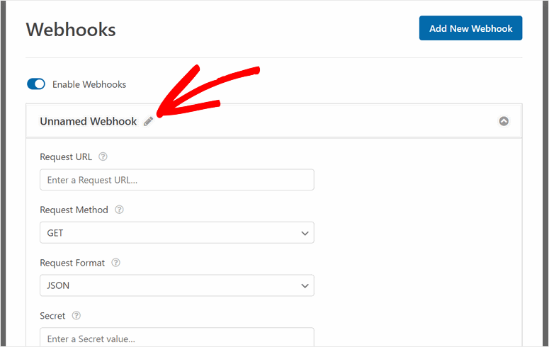 webhooks settings