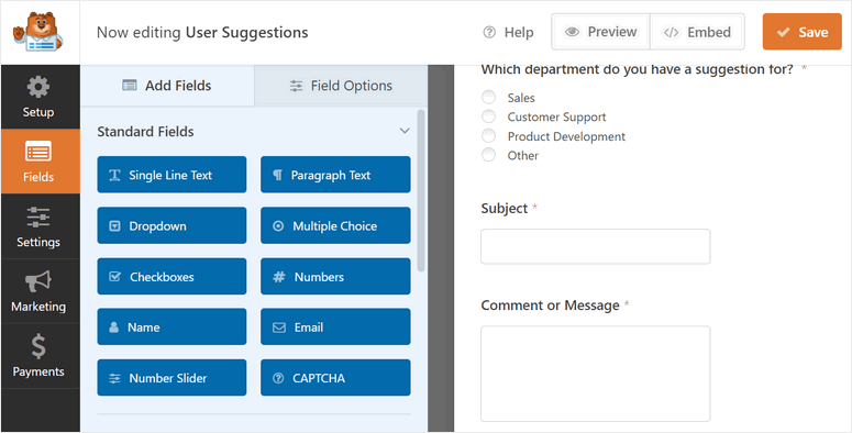 wpforms drag and drop