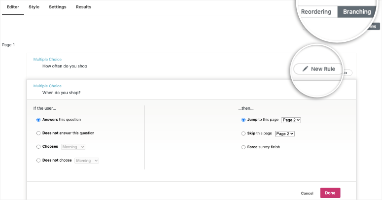 branching rules in crowdsignal