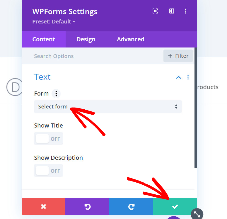 choose wpforms contact form