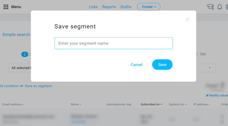 list segmentation getresponse