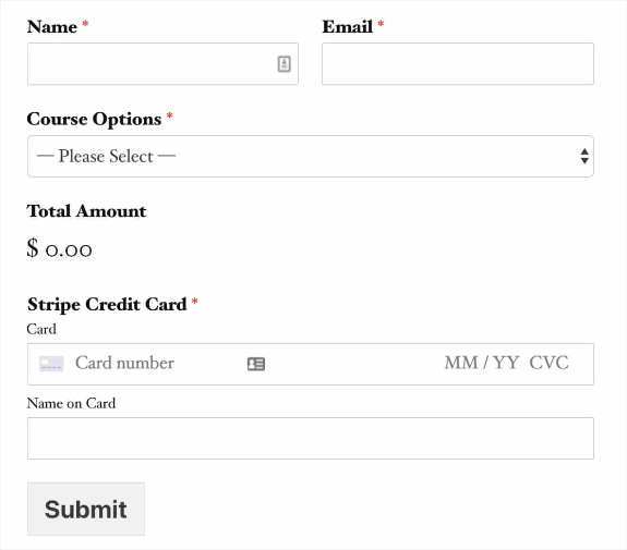 wpforms stripe payment form