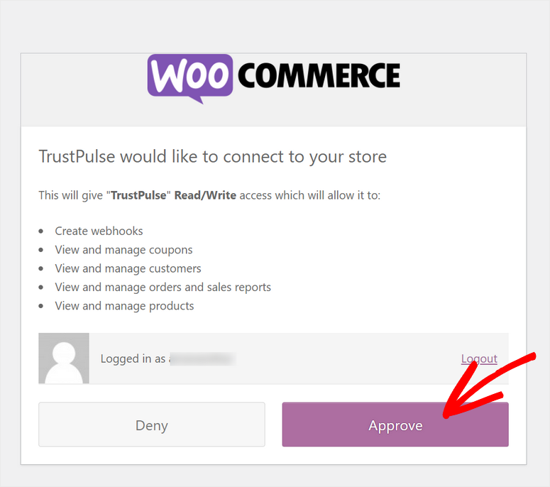 approve woocommerce permissions