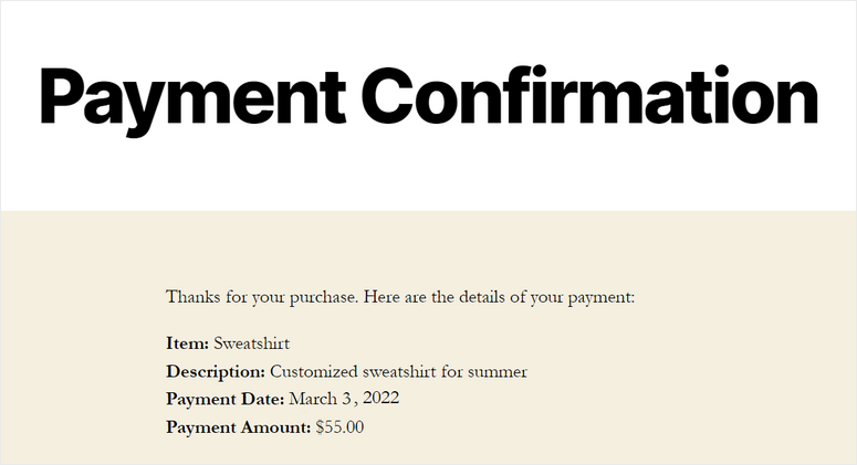 payment confirmations