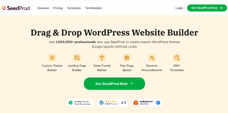 SeedProd landing page builder