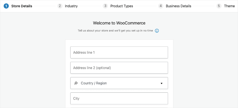 woocommerce set up wizard