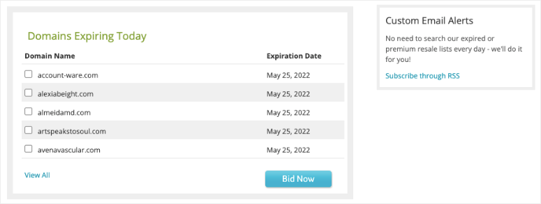 Domains that are expiring today