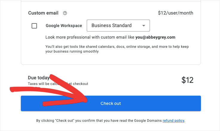 checkout in google domain