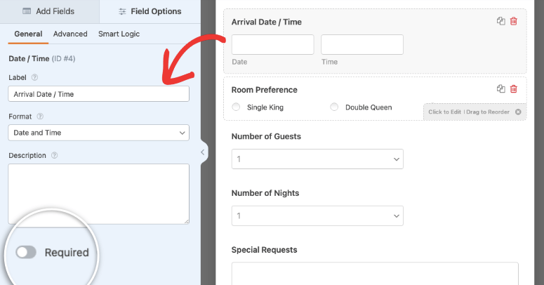 edit field in wpforms