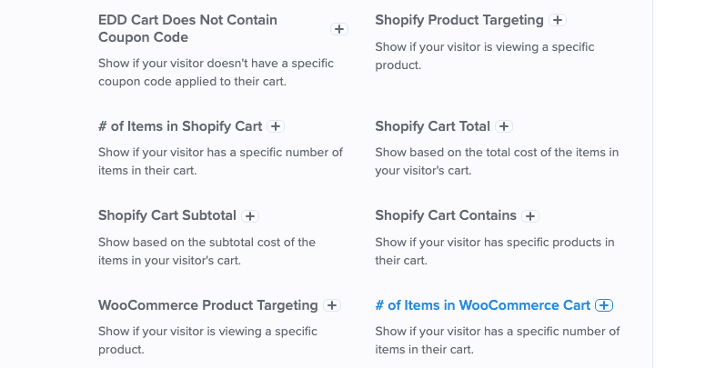 optinmonster ecommerce rules