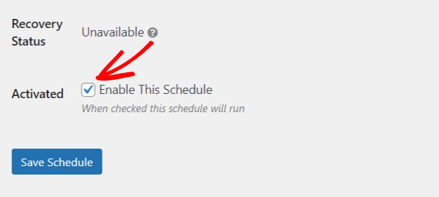 duplicator schedule enable box