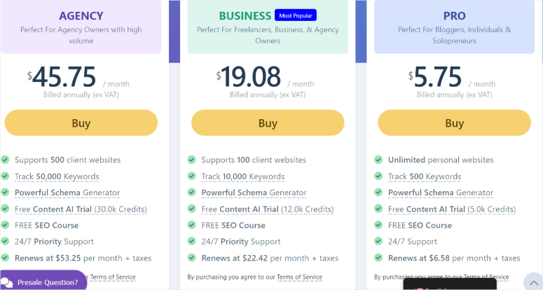 rank math pricing