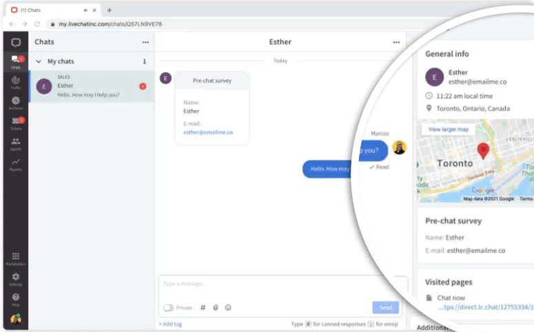 Live Chat dashboard