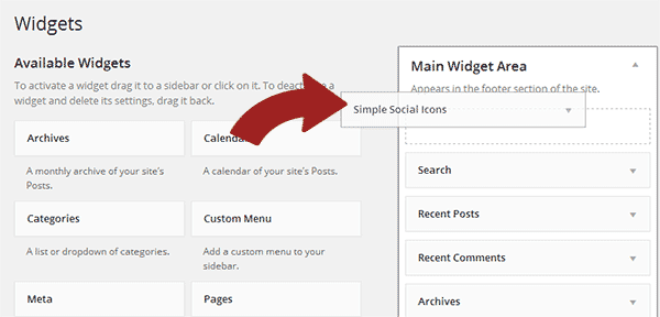 Adding Social Icons Widget to your sidebar