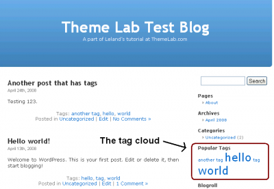 WordPress Tag Cloud Display