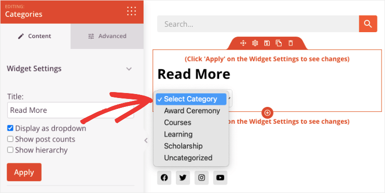 apply widget to seedprod page