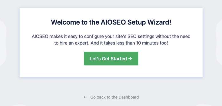AIOSEO launch setup wizard