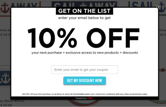 ecommerce list building popup