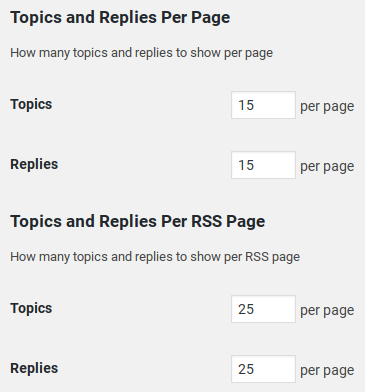 bbPress Review - topics and replies per page