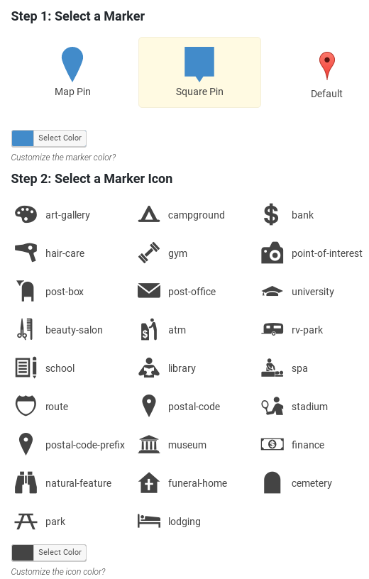 Google Maps Builder Review - customize icons
