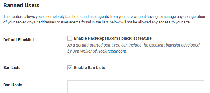 iThemes Security Review - banned users
